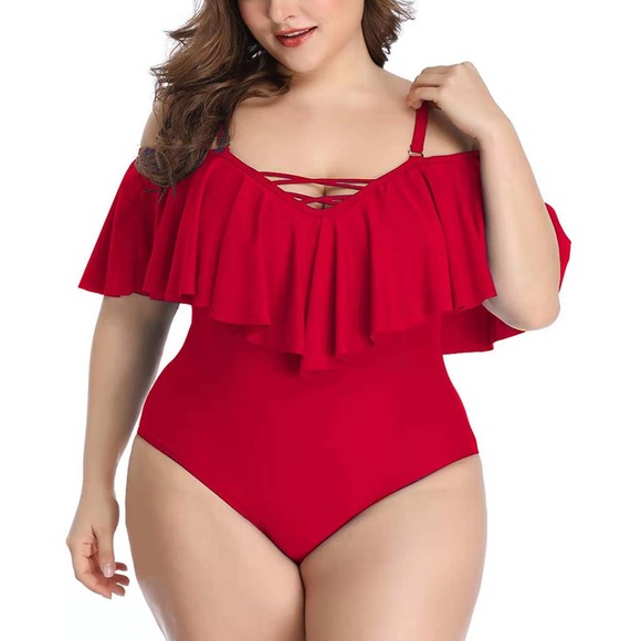 Ruffled plus size slimming one piece bikini - Picture 6 of 11